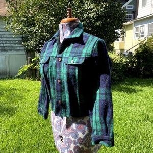 Cozy Wool Plaid Warm Cropped Jacket